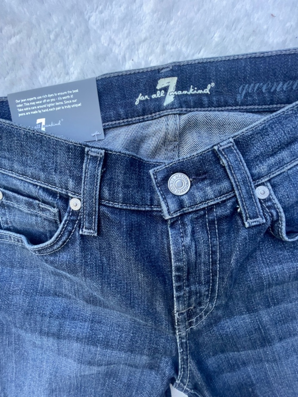 7 for All Mankind Gwenevere Super Skinny Jeans Low Rise Dark Wash Size 24 Denim - Picture 8 of 16